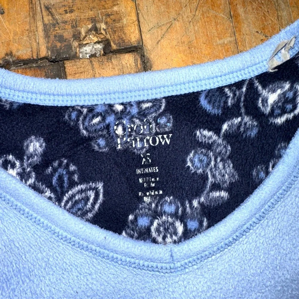 Croft & Barrow Pajama Top‎ Womens XS Blue Fleece Long Sleeve V-Neck Pullover